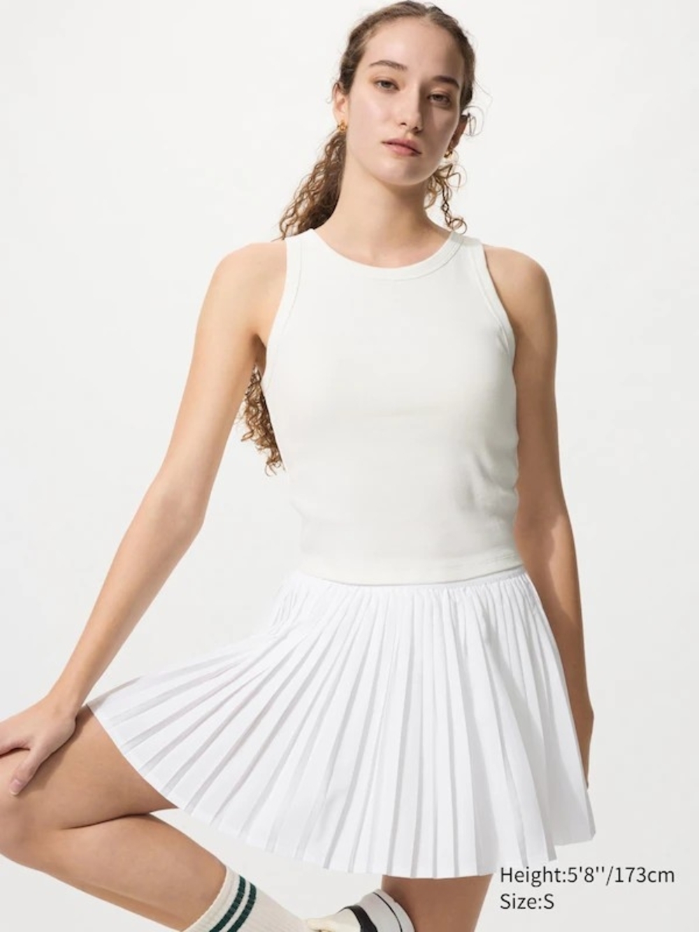 Uniqlo White Ribbed Cropped Tank Bra Top S NWT